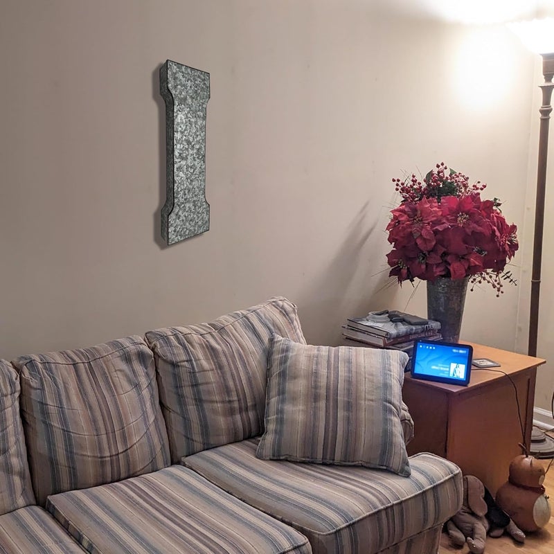 Science Purchase 20" Metal Letter I Wall Decor, Silver with Rusted Edges, Galvanized Wall Mountable Decoration for Country, Mid-Century, or Farmhouse Themed Room or Event - Image 3
